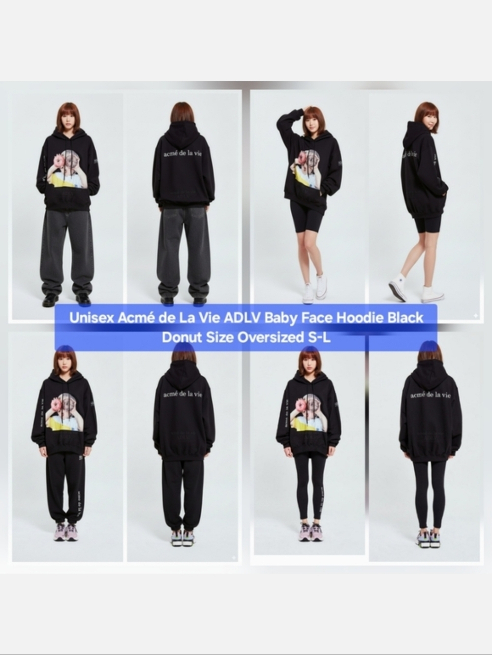 Unisex Acmé de La Vie ADLV Baby Face Hoodie Black Donut Size Oversized S